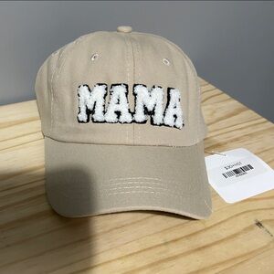 NWT Tan 'MAMA' Embroidered Baseball Cap